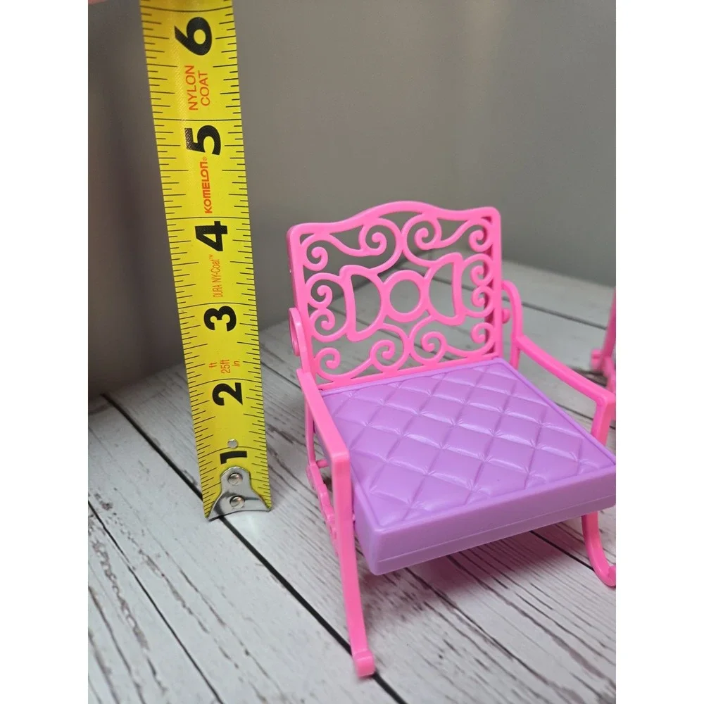 2pc Bright Pink Purple Dollhouse Chairs Barbie Chelsea Size
